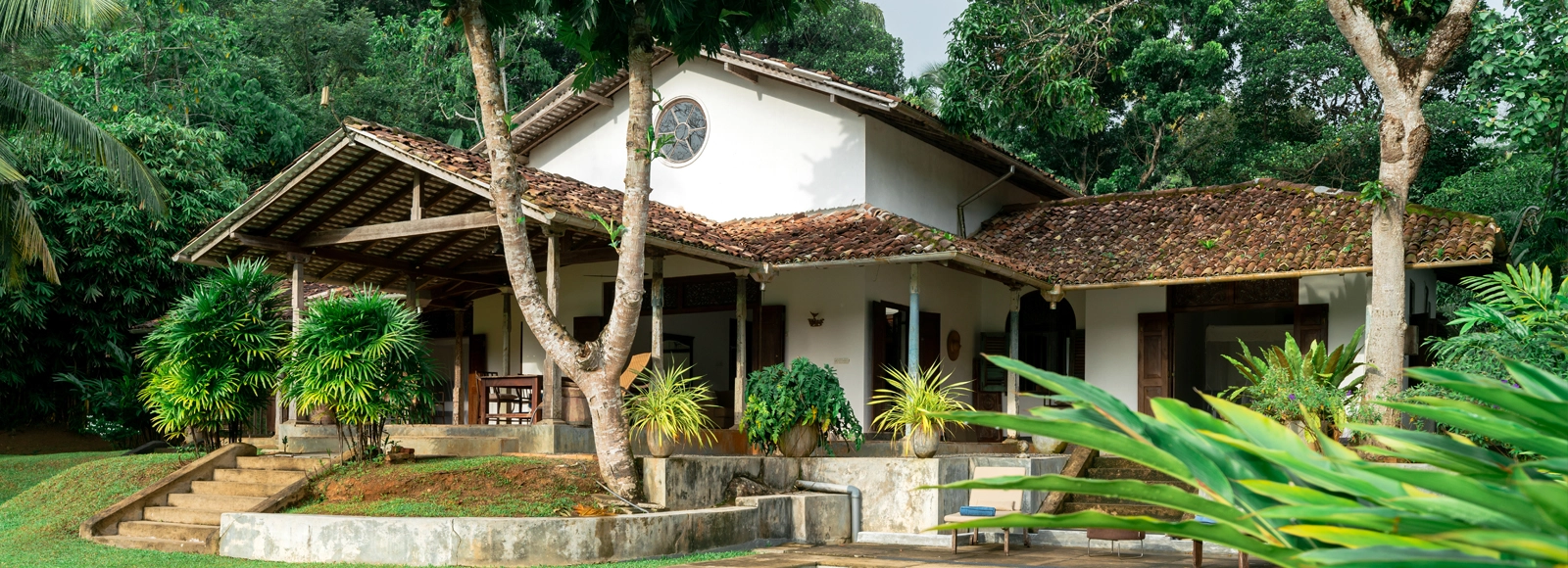 Colonial villa with paddy field views